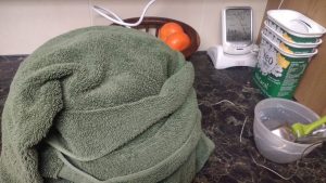 Yogurt incubating in a slow cooker