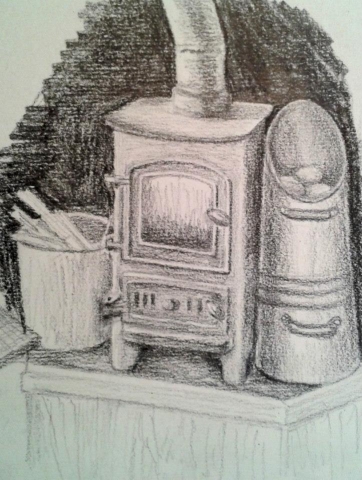 Boat Stove, pencil on paper (Christine Rigden)