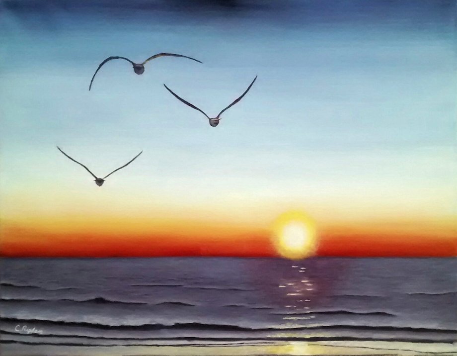 Sunset at Sarasota, acrylic on board, 20" x 16" (Christine Rigden)