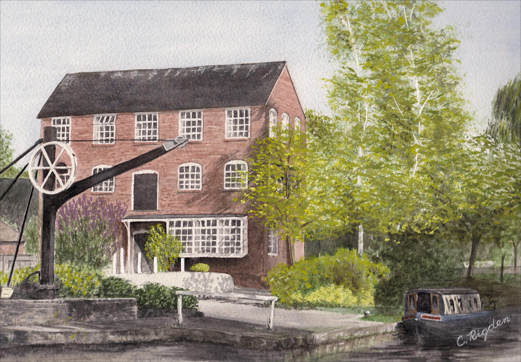 Audlem Mill, Cheshire, watercolour, 12" x 8"