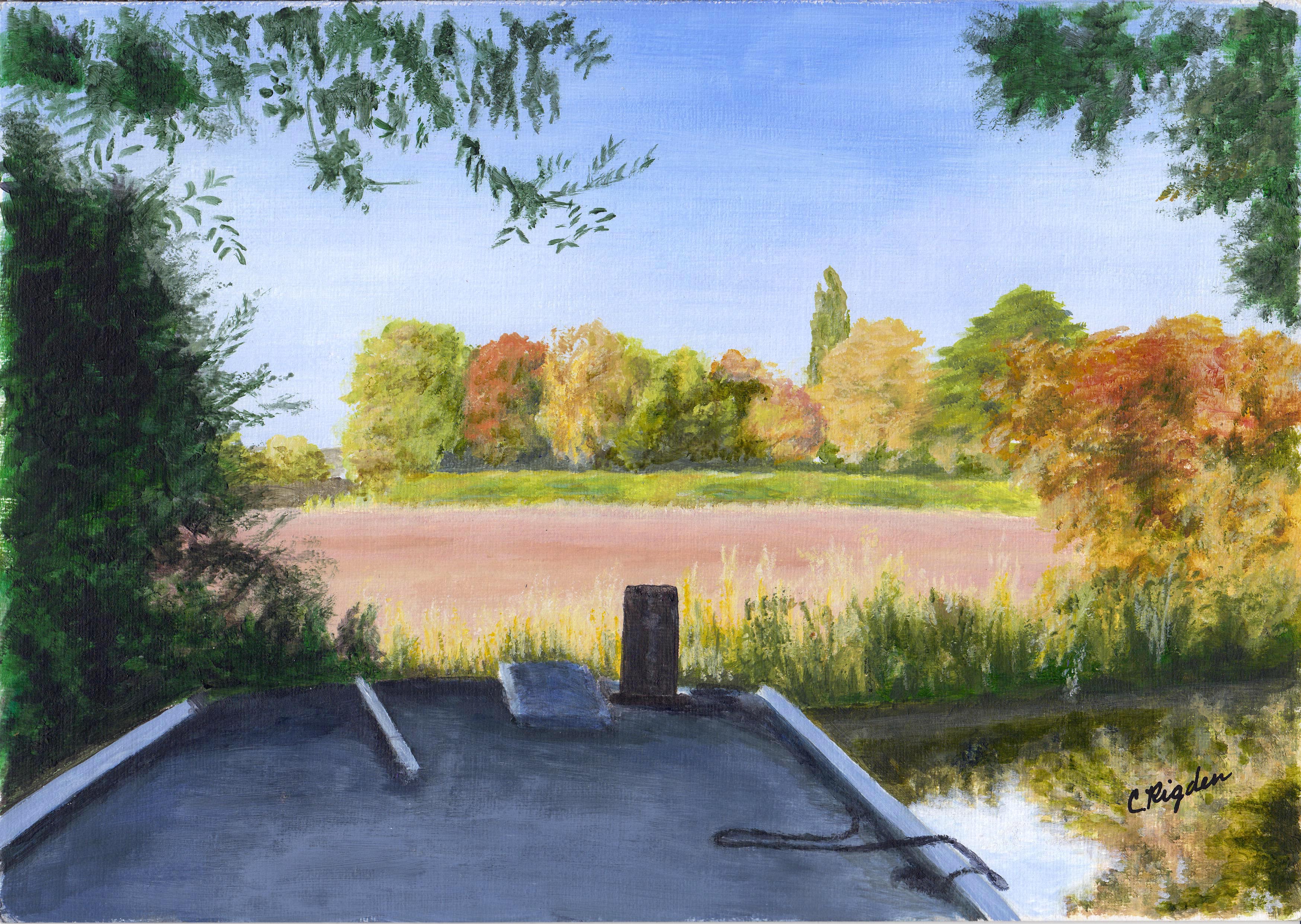 Oxford Summit in Autumn, A4 Acrylic on art board