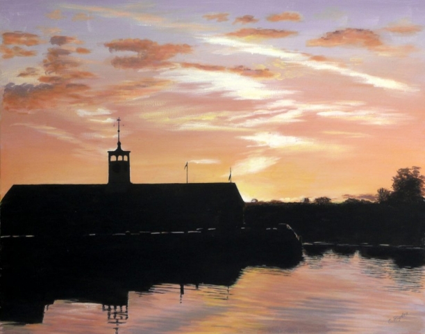 Evening at Stourport, acrylic, 16" x 20"