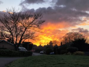 Cold January sunset from our warm home.