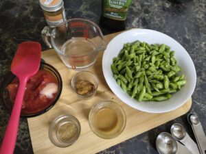 Fresh green beans with tomatoes and spices